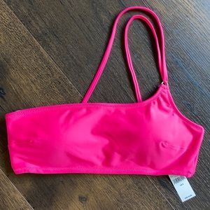 Aerie Swim Top One Shoulder Bright Pink Small